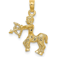 14K Yellow Gold 3D Sagittarius Zodiac Charm with Textured Finish - 22mm Length by Oro Pregiato