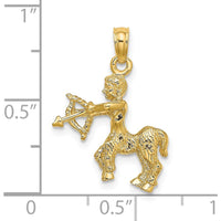 14K Yellow Gold 3D Sagittarius Zodiac Charm with Textured Finish - 22mm Length by Oro Pregiato