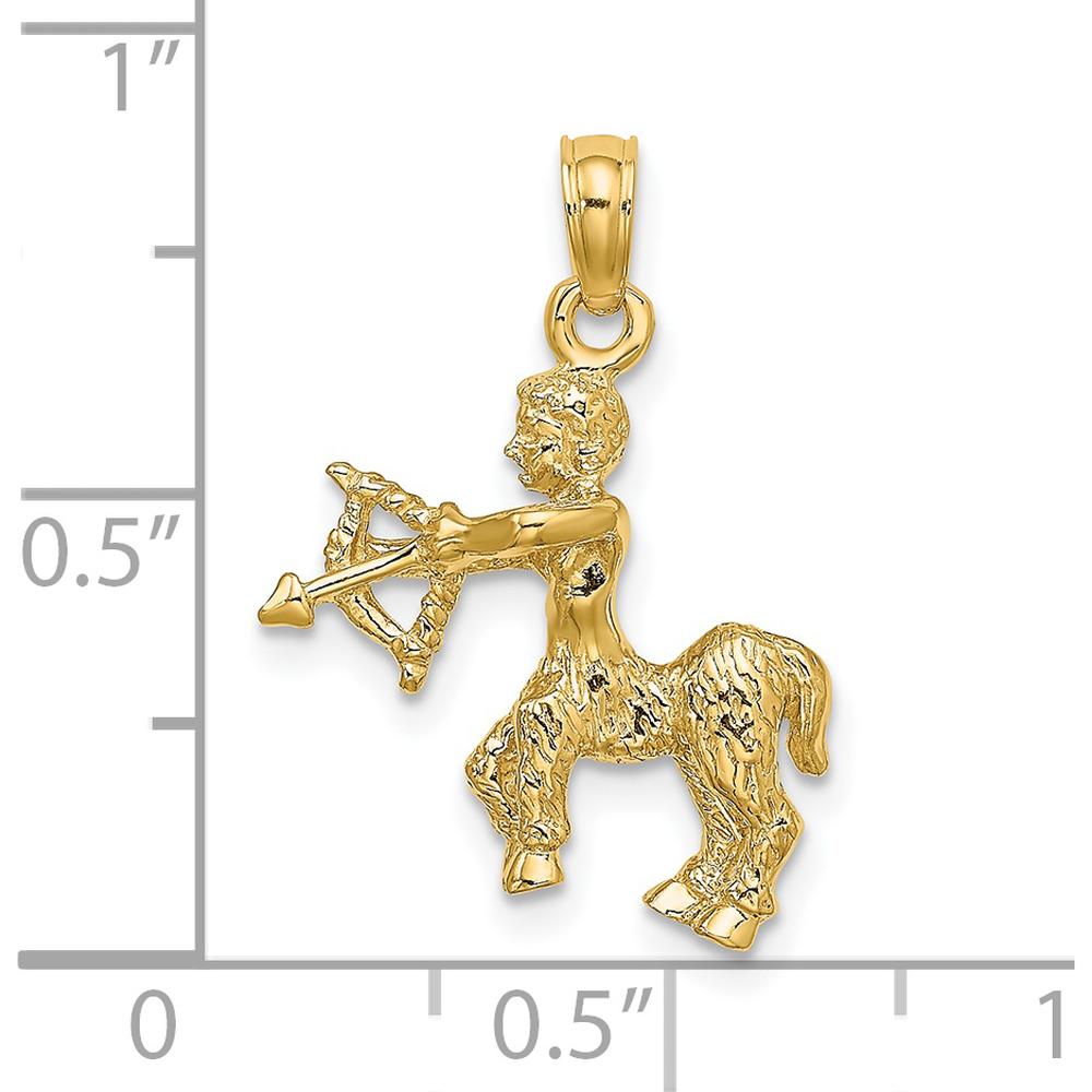 14K Yellow Gold 3D Sagittarius Zodiac Charm with Textured Finish - 22mm Length by Oro Pregiato