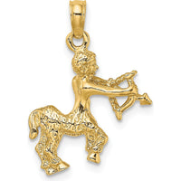 14K Yellow Gold 3D Sagittarius Zodiac Charm with Textured Finish - 22mm Length by Oro Pregiato