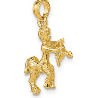 14K Yellow Gold 3D Sagittarius Zodiac Charm with Textured Finish - 22mm Length by Oro Pregiato