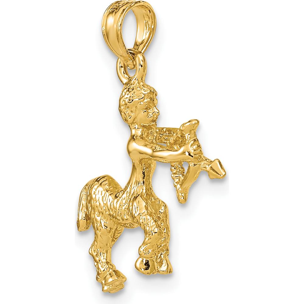 14K Yellow Gold 3D Sagittarius Zodiac Charm with Textured Finish - 22mm Length by Oro Pregiato