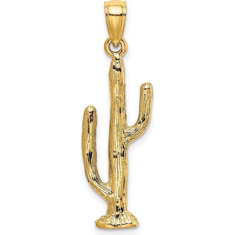 14K Yellow Gold 3D Saguaro Cactus Pendant Charm by Oro Pregiato
