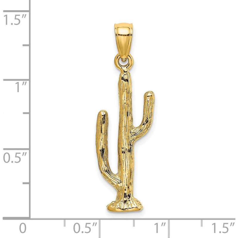 14K Yellow Gold 3D Saguaro Cactus Pendant Charm by Oro Pregiato