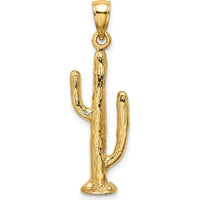 14K Yellow Gold 3D Saguaro Cactus Pendant Charm by Oro Pregiato