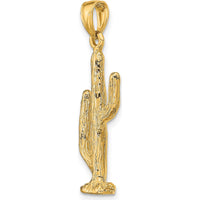 14K Yellow Gold 3D Saguaro Cactus Pendant Charm by Oro Pregiato
