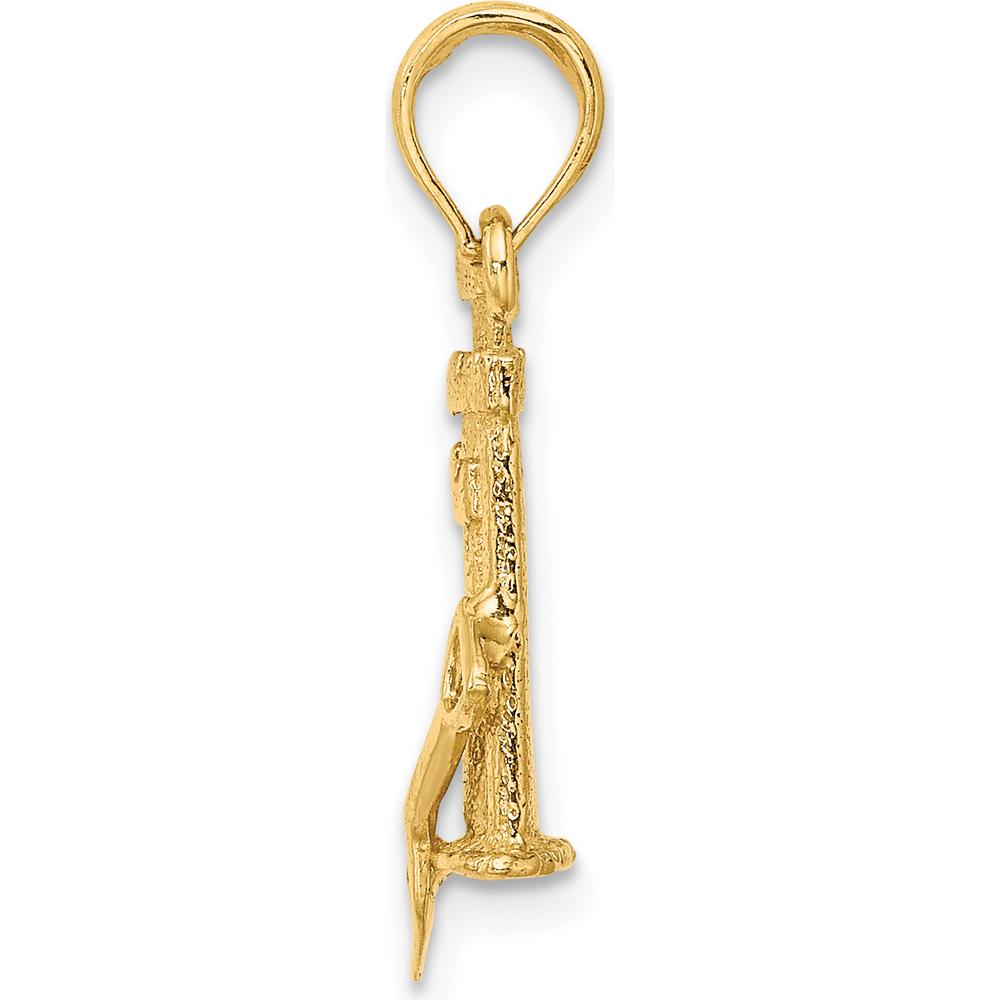 14K Yellow Gold 3D Sand Castle Charm with Shovel Pendant by Oro Pregiato