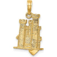 14K Yellow Gold 3D Sand Castle Charm with Shovel Pendant by Oro Pregiato