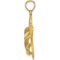 14K Yellow Gold 3D Sanibel Island Flip-Flop Pendant Charm - Reversible Textured Design by Oro Pregiato