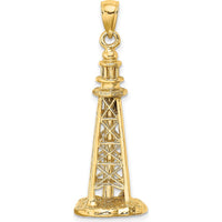 14K Yellow Gold 3D Sanibel Island Lighthouse Pendant by Oro Pregiato