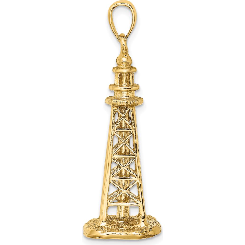 14K Yellow Gold 3D Sanibel Island Lighthouse Pendant by Oro Pregiato