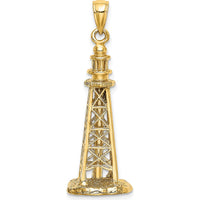 14K Yellow Gold 3D Sanibel Island Lighthouse Pendant by Oro Pregiato