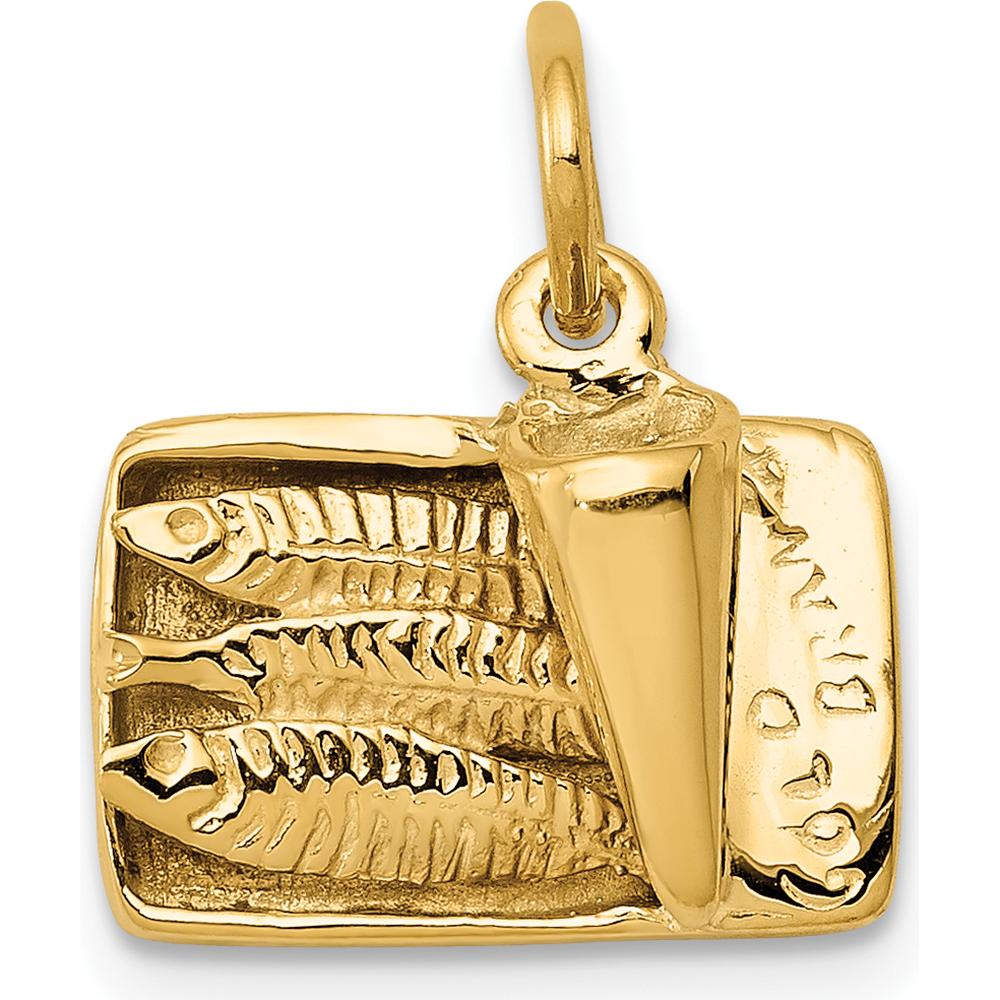 14K Yellow Gold 3D Sardine Can Charm with Moveable Bail