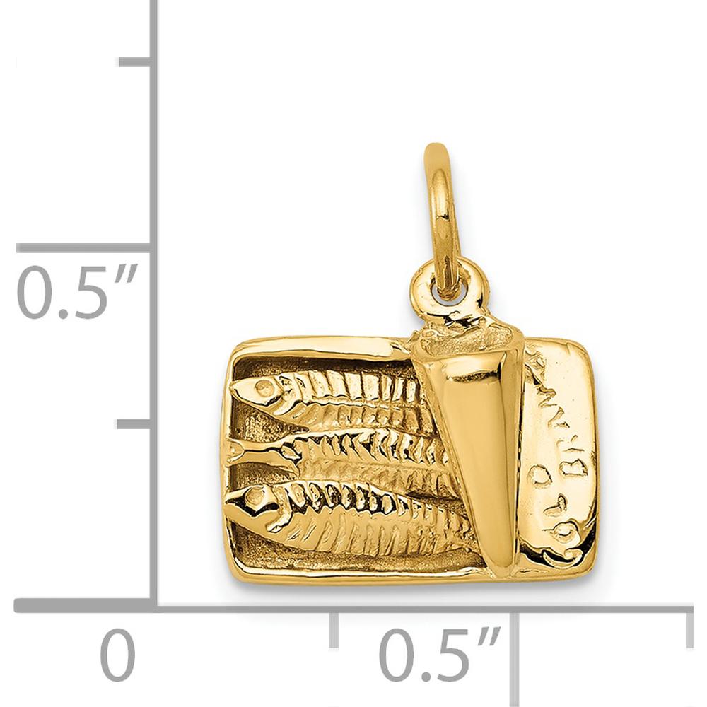 14K Yellow Gold 3D Sardine Can Charm with Moveable Bail
