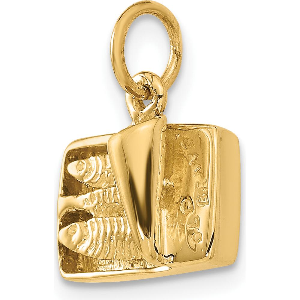 14K Yellow Gold 3D Sardine Can Charm with Moveable Bail