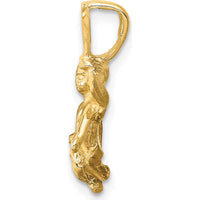 14K Yellow Gold 3D Satin and Diamond-Cut Angel Charm Pendant by Oro Pregiato