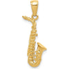14K Yellow Gold 3D Saxophone Pendant - Textured Design by Oro Pregiato