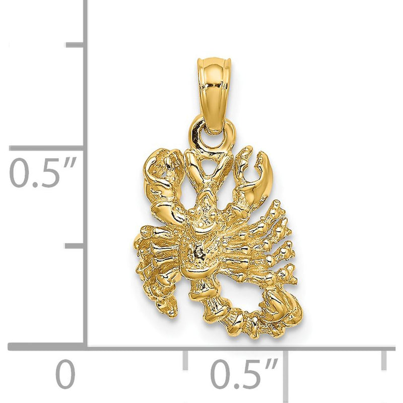 14K Yellow Gold 3D Scorpio Zodiac Charm Pendant - Polished Finish by Oro Pregiato