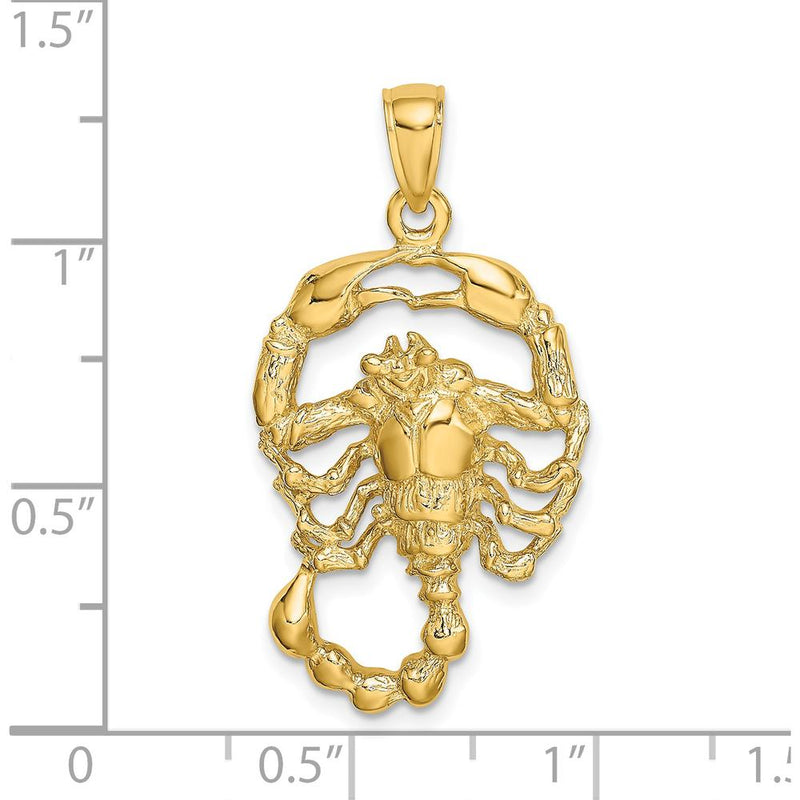 14K Yellow Gold 3D Scorpio Zodiac Pendant Charm - 24.5mm Length by Oro Pregiato