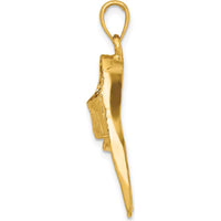 14K Yellow Gold 3D Scuba Flipper Pendant Charm by Oro Pregiato