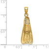 14K Yellow Gold 3D Scuba Flipper Pendant Charm by Oro Pregiato
