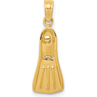 14K Yellow Gold 3D Scuba Flipper Pendant by Oro Pregiato