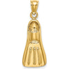 14K Yellow Gold 3D Scuba Flipper Pendant with Polished Finish by Oro Pregiato