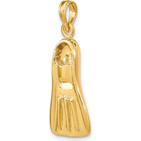 14K Yellow Gold 3D Scuba Flipper Pendant with Polished Finish by Oro Pregiato
