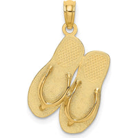 14K Yellow Gold 3D SEA ISLE Flip-Flop Pendant Charm by Oro Pregiato