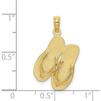 14K Yellow Gold 3D SEA ISLE Flip-Flop Pendant Charm by Oro Pregiato