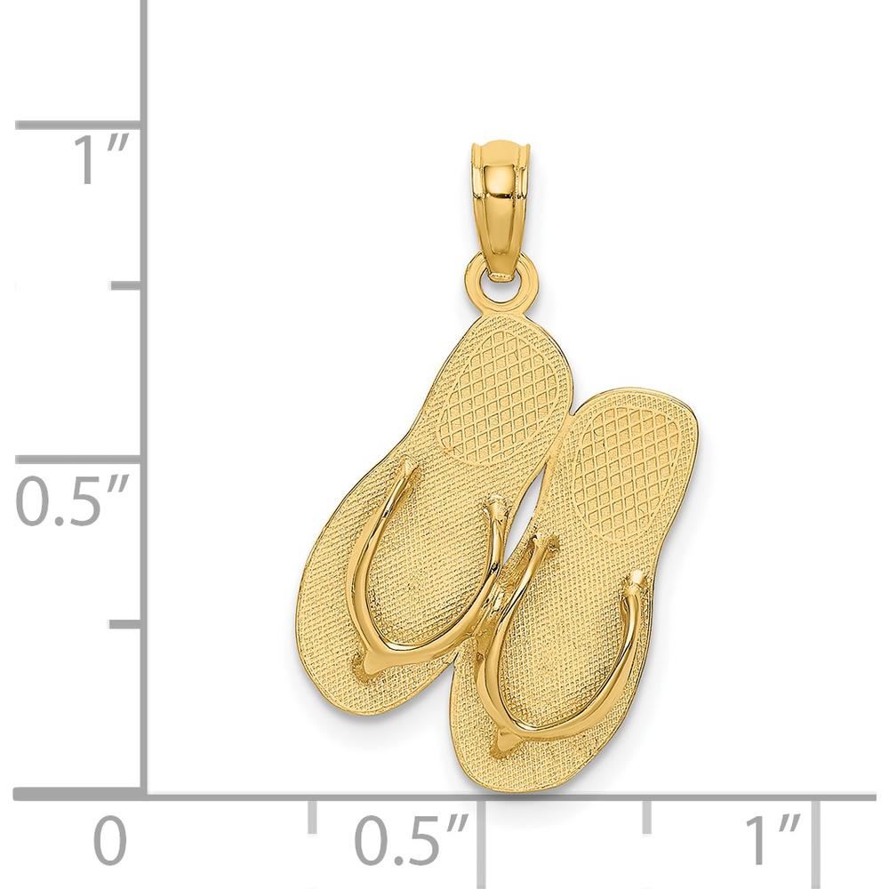 14K Yellow Gold 3D SEA ISLE Flip-Flop Pendant Charm by Oro Pregiato