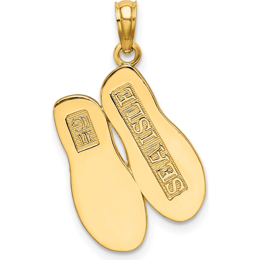 14K Yellow Gold 3D SEA ISLE Flip-Flop Pendant Charm by Oro Pregiato