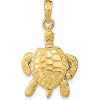 14K Yellow Gold 3D Sea Turtle Pendant with Moveable Head and Legs by Oro Pregiato