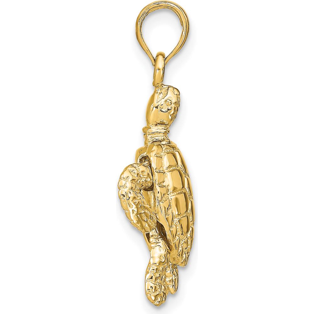 14K Yellow Gold 3D Sea Turtle Pendant with Moveable Head and Legs by Oro Pregiato