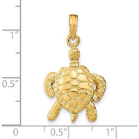 14K Yellow Gold 3D Sea Turtle Pendant with Moveable Head and Legs by Oro Pregiato
