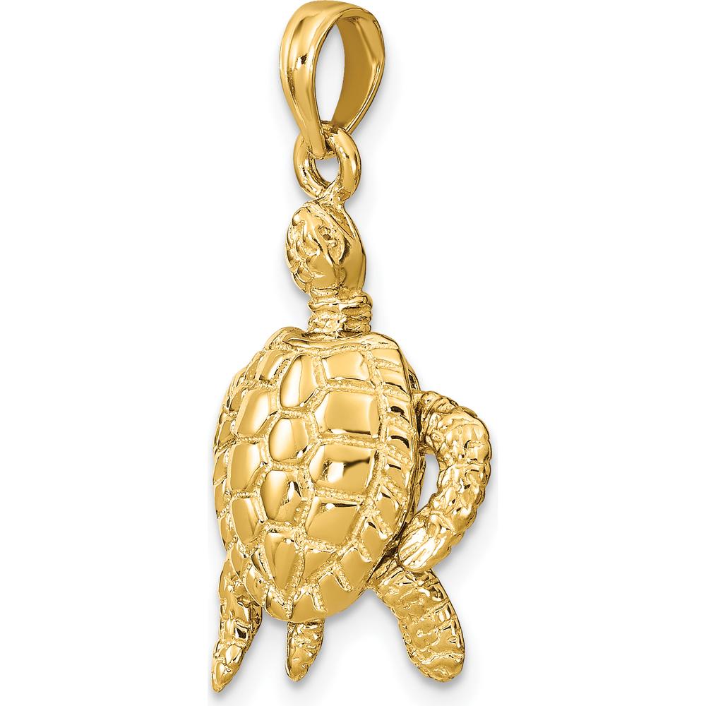 14K Yellow Gold 3D Sea Turtle Pendant with Moveable Head and Legs by Oro Pregiato