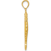 14K Yellow Gold 3D Seahorse Charm with Yellow Enamel and Black Accents by Oro Pregiato