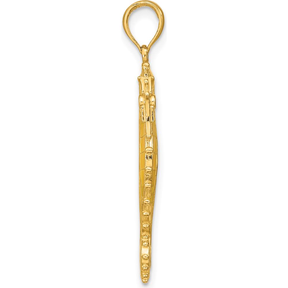 14K Yellow Gold 3D Seahorse Charm with Yellow Enamel and Black Accents by Oro Pregiato