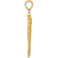 14K Yellow Gold 3D Seahorse Pendant - Polished and Textured Design by Oro Pregiato