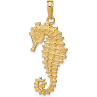 14K Yellow Gold 3D Seahorse Pendant with Textured Finish by Oro Pregiato