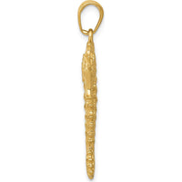 14K Yellow Gold 3D Seahorse Pendant with Textured Finish by Oro Pregiato