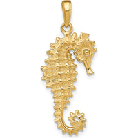 14K Yellow Gold 3D Seahorse Pendant with Textured Finish by Oro Pregiato