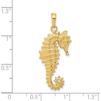 14K Yellow Gold 3D Seahorse Pendant with Textured Finish by Oro Pregiato