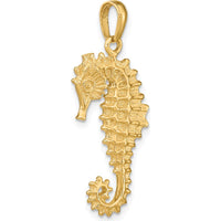 14K Yellow Gold 3D Seahorse Pendant with Textured Finish by Oro Pregiato