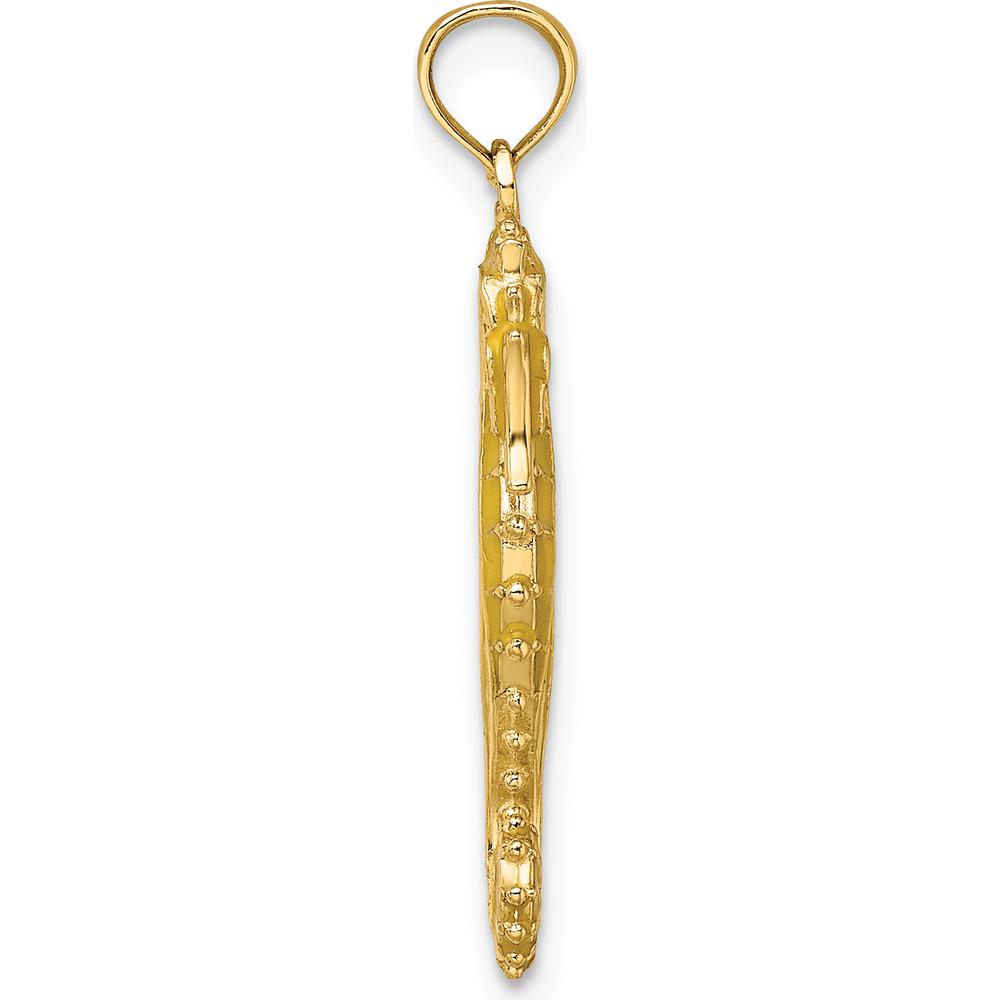 14K Yellow Gold 3D Seahorse Pendant with Yellow Enamel and Black Accents by Oro Pregiato
