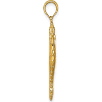 14K Yellow Gold 3D Seahorse Pendant with Yellow Enamel and Black Accents - Ocean-Inspired Charm by Oro Pregiato