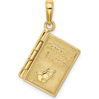 14K Yellow Gold 3D Serenity Prayer Book Pendant with Movable Pages by Oro Pregiato