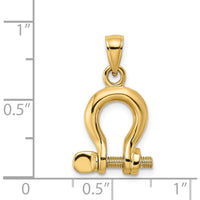 14K Yellow Gold 3D Shackle Pendant with Moveable Screw Detail by Oro Pregiato