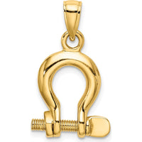 14K Yellow Gold 3D Shackle Pendant with Moveable Screw Detail by Oro Pregiato