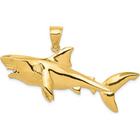 14K Yellow Gold 3D Shark Pendant - Bold Polished Design by Oro Pregiato
